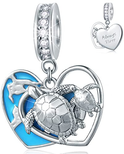 Mama und Baby Meeresschildkröten Charms auf blauem Ozean, fit Pandora Erste Muttertag Armband, 925 Sterling Silber Mutter/Kind Sea Turtle Anhänger Ocean Perlen, Geschenke für Sohn/Tocher