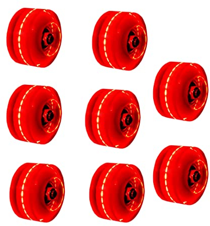 SzBlaZe 8 Stück 58 x 32 mm leuchtende Rollschuhe mit Kugellagern für Quad Skates oder Outdoor Doppelreihiges Skating oder Skateboard-Zubehör (rot)