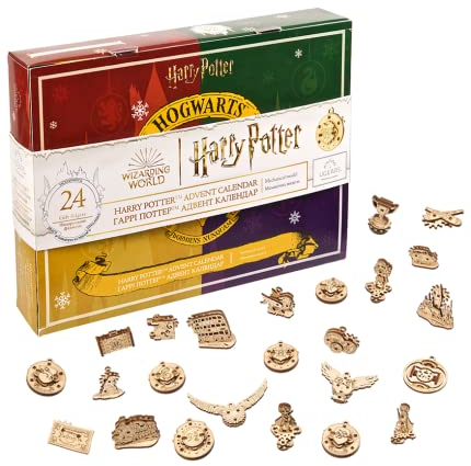 Ugears Harry Potter Adventskalender 2023 Kinder Bauen Fidget Toy 3D Holzpuzzle Modellbausatz Für 24 Tage - Weihnachtskalender Countdown mit Holz Spielzeug Figuren Modellbau Christbaumschmuck