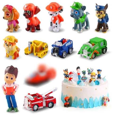 Torte Topper, 12 Stücke Paw Dog Tortendeko Kinder, Tortendeko Kindergeburtstag, Kuchendeko Geburtstag, Figuren Torte, Deko Torte Mädchen, Junge