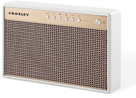 Crosley Montero Retro Bluetooth Speaker - Portable Wireless Speaker, 20W, 8H Playtime, USB Charger, White