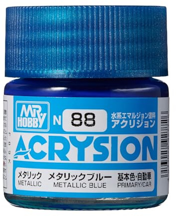 GSI Creos Mr. Hobby N88 Acrysion Color Metallic Blue, wasserbasierte Acrylfarbe, Modellbau Farbe, 10 ml