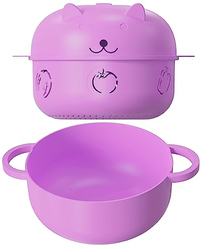 68 Oz Microwave Ramen Noodle Steamer with Handle, Lid, Removable Strainer, Multifunctional Bowl for Cooking, Rinse, Storage (Purple)