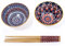 lachineuse - Coffret 2 Bols Éthniques ⌀ 11cm - Bols à Riz, Soupe Orientale, Poke Bowl & Apéritif - 2 Paires de Baguettes - Bols Japon Asie Inde Ramadan - Cadeau Vaisselle Asiatique Africaine