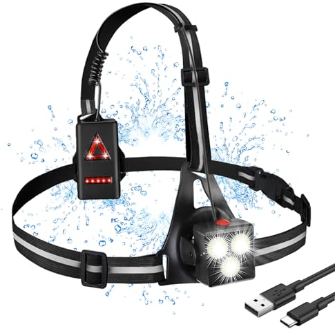 Funmo Lauflicht Lauflicht joggen Lauflampe USB Wiederaufladbare Lauflampe Brust Licht 3 Lichtmodi 120°Einstellbarer Abstrahlwinkel Leichtgewichtige Sport lauf Lichter zum Joggen Wandern Camping