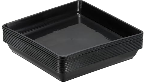PATIKIL Plant Saucers 9 Inch, 10 Pack Square Plastic Flower Pot Thicker Plants Drip Trays for Indoor Outdoor Garden Potted, Black