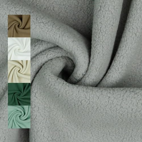 Leichter Baumwoll-Fleece | zum Abfüttern von Mützen, Jacken | für Bekleidung | ab 50 cm | Meterware (grey)