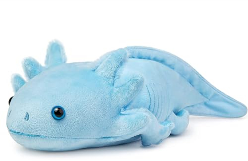 PuffPurrs Groß Axolotl Plüsch - Blauer Axolotl Stofftier, realistisch, 31, niedliche Ambystoma gruselige Amphibien-Plüschtiere, einzigartige Plüschgeschenksammlung für Kinder