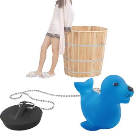 feveo Badewannenstöpsel und Kette aus Gummi, Badewannenstöpsel-Stopper für die Badewanne | Schwimmender Badewannenstopper aus Gummi mit Cartoon-Motiv,Schwimmender Badewannenstopfen aus Gummi