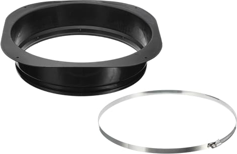 PATIKIL 12 Canale Connettore Flangia Asciugatrice Sfiato Muro Piastra Quadrato a Rotondo Dritto con Condotti Morsetto per Aria Riscaldamento Raffreddamento Ventilazione Scarico Nero