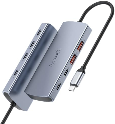 USB 3.2 Hub 10Gbps Gen2 mit 5 USB C 3.2, 2 USB A 3.2, PD 100W Max, Thunderbolt 3 | 4 Hub für MacBook, iPad, iPhone 15/Pro/Max, Dell, HP, Samsung, PC, Flash Drive, etc (unterstützt keinen Monitor)