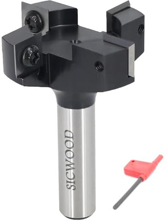 Slab Flattening Router Bit 1/2 Shank, 4-Flute 2 Cutting Dia, Insert Carbide CNC Spoilboard Surfacing Router Bit, Wood Planer Planing Bit for Flycutter/ Slab Leveler/ Rabbeting by SICWOOD