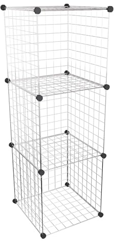Aigentlich Drahtwürfel-Regal 3 Fächer Madrid, Chrom 109x38,5x38,5cm | Drahtwürfel Metall Verkaufsregal Verkaufswand Schaufensterregal Büroregal Steckgittersystem erweiterbar, einfacher Aufbau