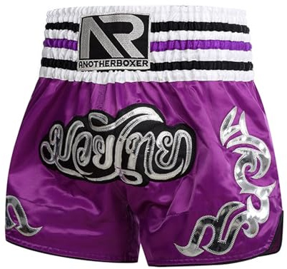ARIASS Short MMA, Muay Thai, Arts Martiaux, Combat en Cage, BJJ, Boxe, Short de Combat Grappling pour Hommes Femmes Enfants(Purple,S)
