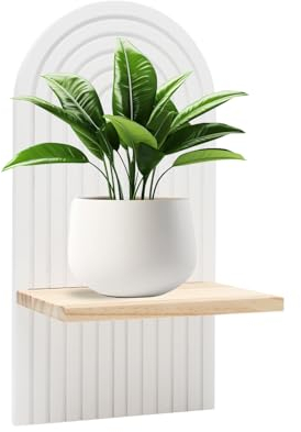 FOGARI Wandregal Holz Boho Wanddeko- Holz Wand Deko, HöLzerne Wanddekoration Kinderzimmer, Balkon, Badezimmer, Wanddeko Schlafzimmer (Weiß)