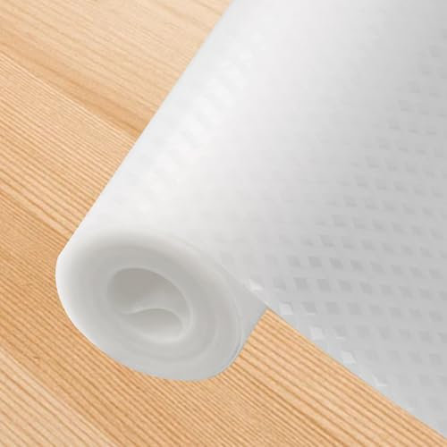 Polegas Kitchen Drawer Liner, Waterproof & Oil-Proof Shelf Liner Kitchen Cupboard Liners Non Slip, EVA Material Non Adhesive Fridge Liners for Shelves Clear Cupboard Liners, 17.5 x 236.2 Inches