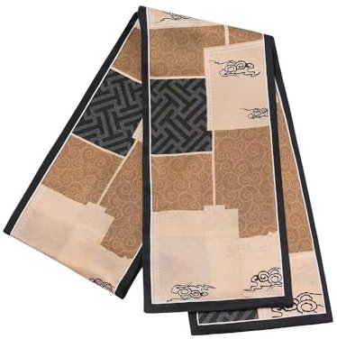 GIMIRO Satin Seidenschal Doppelschichten 150 x 16cm Krawatte Blumen Taillengürtel für Blazer, Mantel, Kleid (Brown Gray)