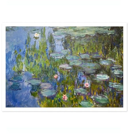Animato Water Lilies Claude Monet Art Print, Classic Art Painting Poster, Impressionism Art Exhibition Modern Wall Art, Minimalist Home Decor Picture Artwork, A4 (Print Only) - 29.7x21cm