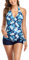 Ensemble de maillots de bain imprimés shorts de maternité deux maillots de bain pour femme enceinte haut floral maillots de bain de maternité maillots de bain pour, bleu, XXL