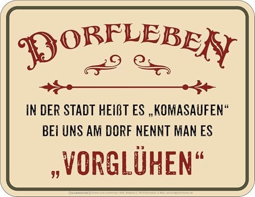 Witziges Deko Blechschild Dorfleben