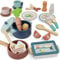 Lehoo Castle Wooden Kitchen Toys, Play Kitchen Accessories, Wooden Food Toys, Play Pots and Pans Sets, 3 Year Old Girl Gifts