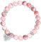 AULEEP Pink Perlenarmband für Damen, Geschenk für Freundin Armbänder Damen Freundinnen Geschenks für Beste Freundin, Inspirierende Heilsteine Energie Herz Charme 8mm Rosa Armband