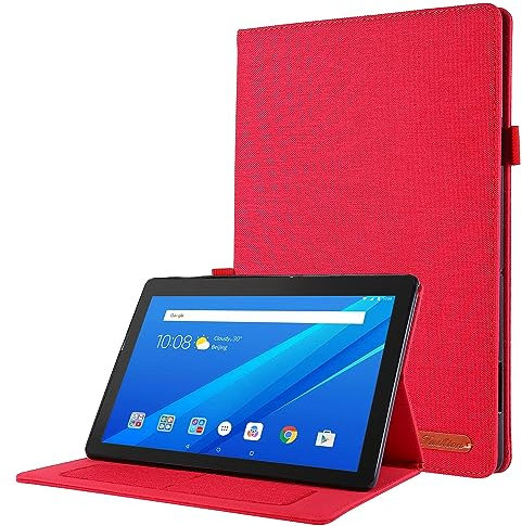 Viajes con tableta Compatible con Lenovo Tab E10 (TB-X104F) de 10,1 pulgadas 2019, funda plegable con función atril, funda protectora de tela estampada con activación automática y suspensión con ranur