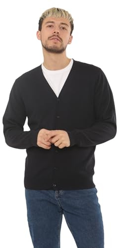Brooklyn Imports LTD Mens Classic Plain Cardigan Button Close Long Sleeve in Navy & Black