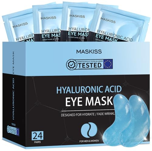 Augenpads (24 Paar), Hyaluronsäure Augenmasken gegen Augenringe, geschwollene Augen und Tränensäcke, Kollagen Augenklappen gegen Falten und Feuchtigkeit, Hautpflegegeschenk,Under Eye Gel Patches