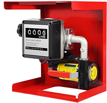 Dieselpumpe 200W 230V Selbstansaugend Kraftstoffpumpe mit Schläuchen und Zapfpistole, 50L/Min Dieselförderung, Geschwindigkeit Einstellbar, für PKW, Tankwagen