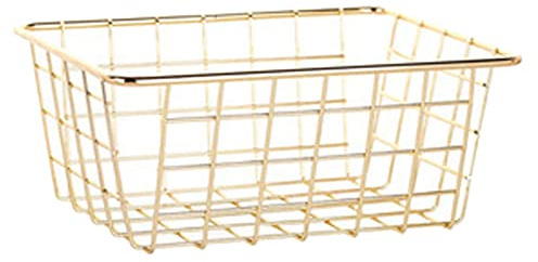 Nihcora Storage Basket Solid Color Household Iron Basket Storage Box Bedroom Bathroom Gold S