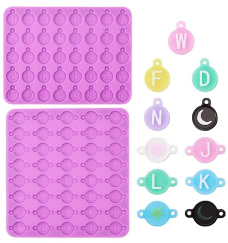 Craftora 2 moldes de silicona con letras A-Z del alfabeto del 0 al 9, moldes epoxi de resina UV para hacer llaveros, manualidades, colgantes, joyería