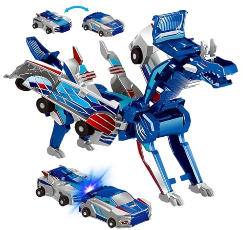 2-in-1 Dinosaurier Auto Mit Kollisions, Dino Auto Transformers mit 2-in-1, Generisch 2-in-1 Transforming Race Car Dinosaur Toy, Dinosaurier Auto Trans Former, Für Jungen & Mädchen, Party Geschenk