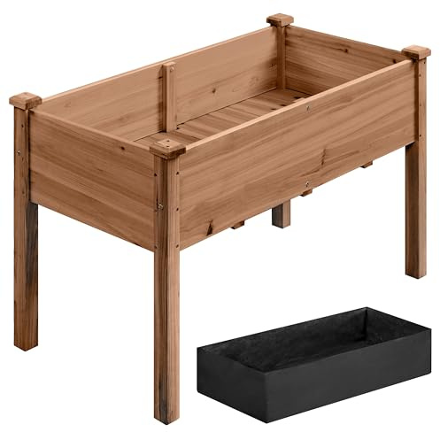 Yaheetech 2Pcs Raised Garden Bed Fir Wood Elevated Planter Box Rectangle Planting Raised Bed Stand Pot Outdoor Planter for Vegetable/Flower/Herb, 120.5 x 59 x 76cm, Dark Brown