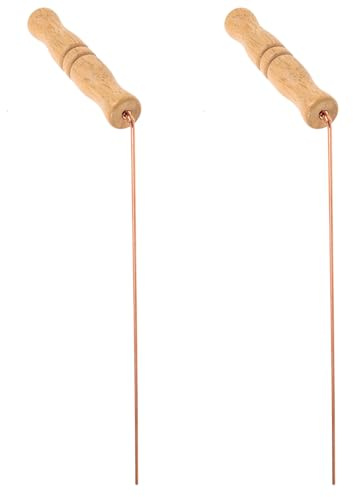 HOMSFOU Kit de 2 Baguettes Radiesthésie Cuivre Pur Manche Bois pour Détection de Métaux et Chasse aux Fantômes en Milieu Rural