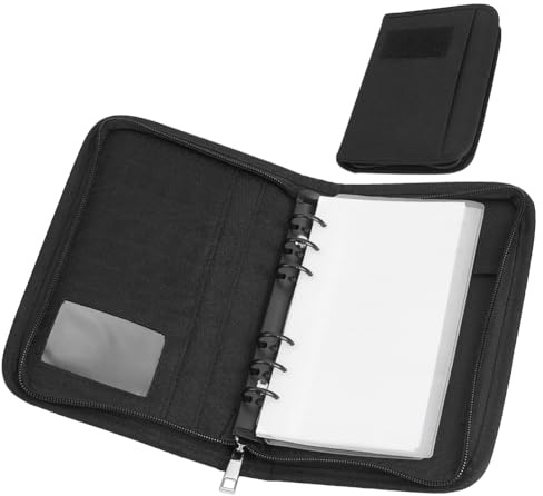 NBEADS Taktisches Notizbuch Ringbuch Nachfüllbarer A6 Notizblock Mit 6 Ringen Reißverschluss Hardcover Und 80 Seiten Wasserabweisendem Einband Für Planer Militär Büro Feld Geschenk Schwarz