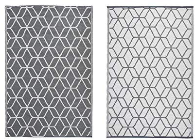 Esschert Outdoor Rug 120cm x 180cm Patio Waterproof Garden Carpet Large Reversible Graphical Design Recycled Plastic Picnic Decking Camping Caravan Balcony Beach BBQ