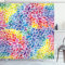 ABAKUHAUS Bunt Duschvorhang, Regenbogen farbige Blätter, Stoffliches Gewebe Badezimmerdekorationsset mit Haken, 175 x 180 cm, Gelb Mehrfarbig