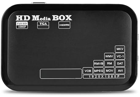 Topiky 1080P Media Player Box, Full HD Video-Player Unterstützung MKV, AVI, TS/TP, M2TS, RM/RMVB, MOV, VOB, FLV, WMV, mit EU-Stecker 110-240V