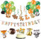 SUNBEAUTY 60 Stück Forest Animals Birthday Party Decoration Jungle Party Decoration Happy Birthday Banner Woodland Balloons Waldtiere Geburtstag Deko