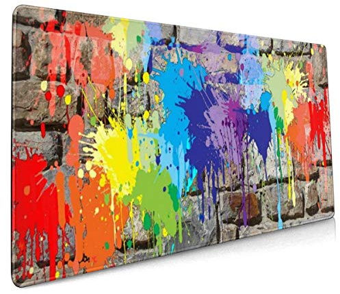 Tapis de Souris 900x400x3mm,Tapis de Souris Gaming Hydrorésistant Mouse Pad Grand avec Base en Caoutchouc Anti-Glissant Surface Texturée pour Bureau et Maison,Style E