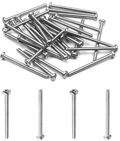 MroMax M2 x 25 mm Maschinenschrauben, Kreuzschlitzschraube, 304 Edelstahl, Silbergrau, 30 Stück