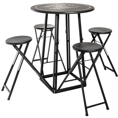JJA Tisch/4 Stühle EXT D77,5, Eisen, Schwarz, cm
