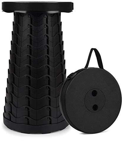 Hesanzol Tragbarer Teleskophocker, einziehbarer Klapphocker für Camping, Garten, Angeln, Wandern, Reisen, Grillen, verstellbare Klapphocker, maximale Traglast 180 kg