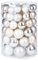 60 Christbaumkugeln Glas 4 5 6 7cm 60 St. Dose Dekokugeln Weihnachtskugeln Baumkugeln Baumschmuck Set Farbe: Cloud Dancer - weiß Elfenbein Champagner