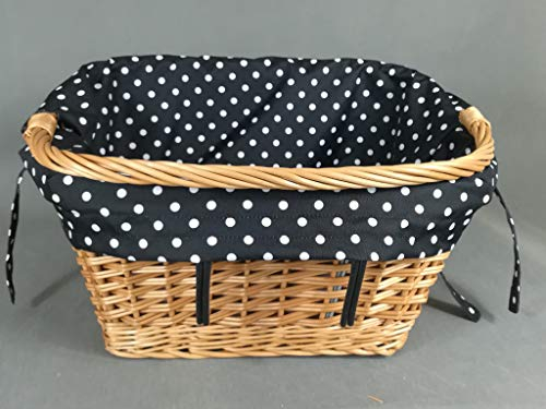 Weidenkorb für weißes Fahrrad Korb weiß für Fahrrad 45 x 32 / H 20/28 cm (Schwarz mit Punkten)