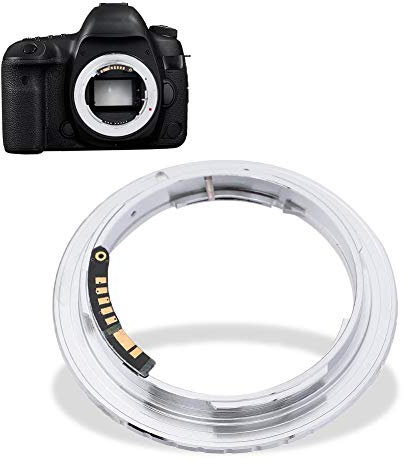 Bindpo OM-EOS Lens Adapter Ring, Alloy Manual Focus Lens Converter with Electric Contact and AV Mode for Olympus OM Mount Lens to for Canon EOS EF Camera