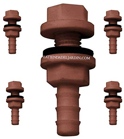 Suinga Pack 5 Racor para Salida de depósito | Plástico | Salida 10mm | Conexión Segura | Resistente para Sistemas de riego y Agua
