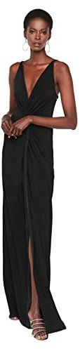 TRENDYOL Damen Women Bridesmaid Knit Evening Dress Prom/Brautjungfer Maxi Mermaid Regular Fit Strick Abendkleid, Schwarz, 38