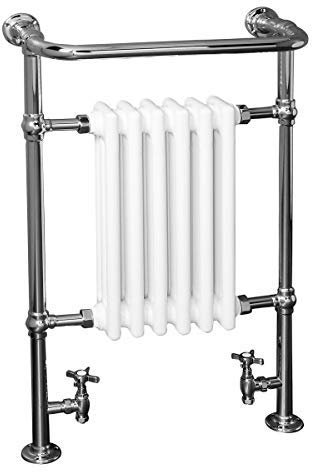 Warmehaus Traditional Victorian 952 x 568mm Chrome & White Towel Rail Radiator